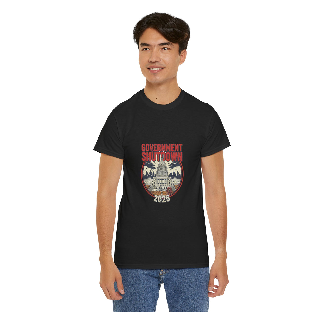 Government Shutdown Unisex Heavy Cotton Tee, Casual Wear, Political Statement, Gift for Activists, Unisex Graphic Tee