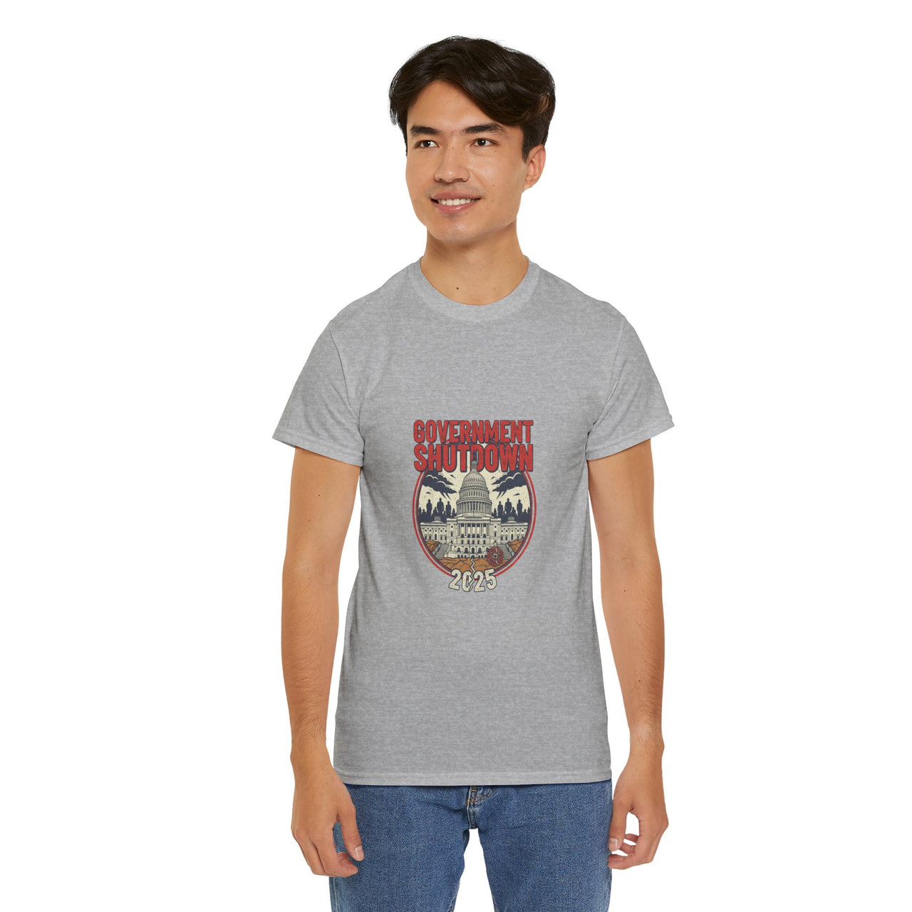 Government Shutdown Unisex Heavy Cotton Tee, Casual Wear, Political Statement, Gift for Activists, Unisex Graphic Tee