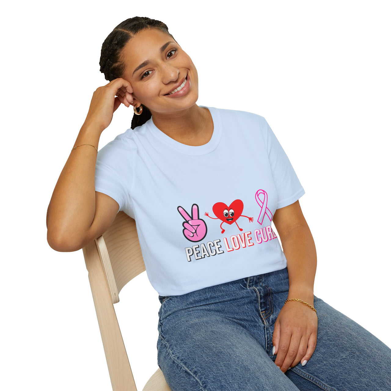 Peace Love Cure T-Shirt — Breast Cancer Awareness Tee