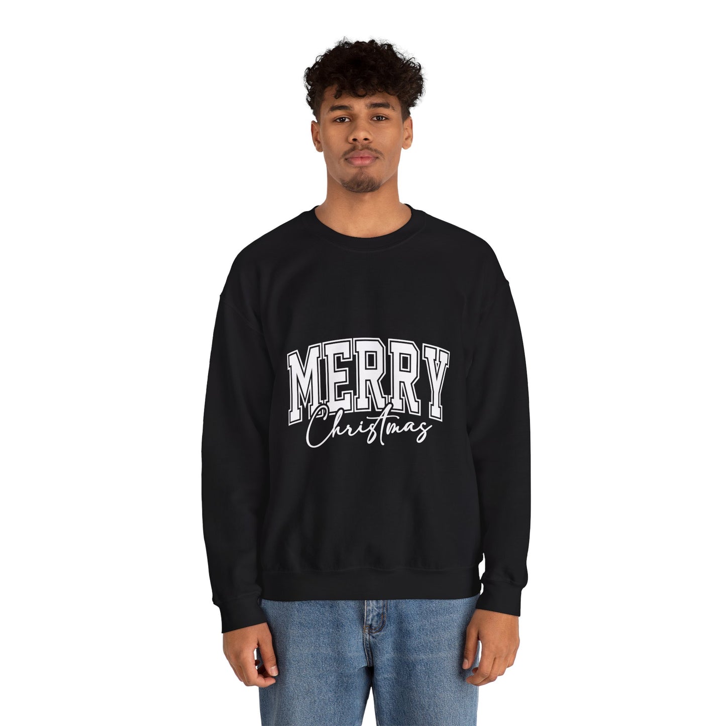 Merry Christmas Crewneck Sweatshirt – "Merry Christmas" Varsity Script Holiday Sweater