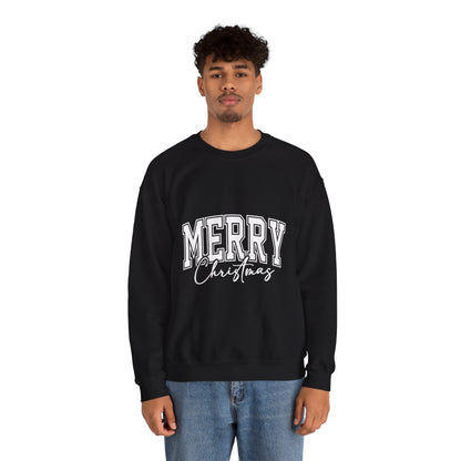 Merry Christmas Crewneck Sweatshirt – "Merry Christmas" Varsity Script Holiday Sweater