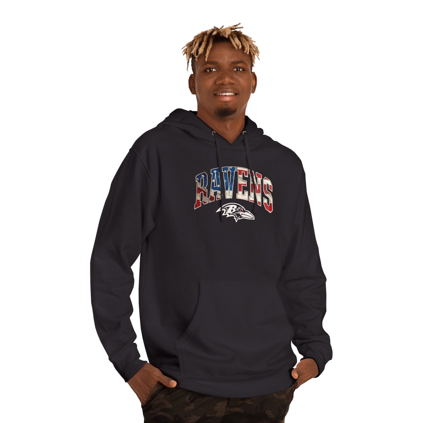Patriotic Ravens Sweatshirt - Casual Comfort for Game Day & Celebrations, Fall Fashion, Gifts for Fans, Cozy Hoodie