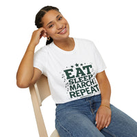 Marching Band Unisex T-Shirt - Eat Sleep March Repeat Design
