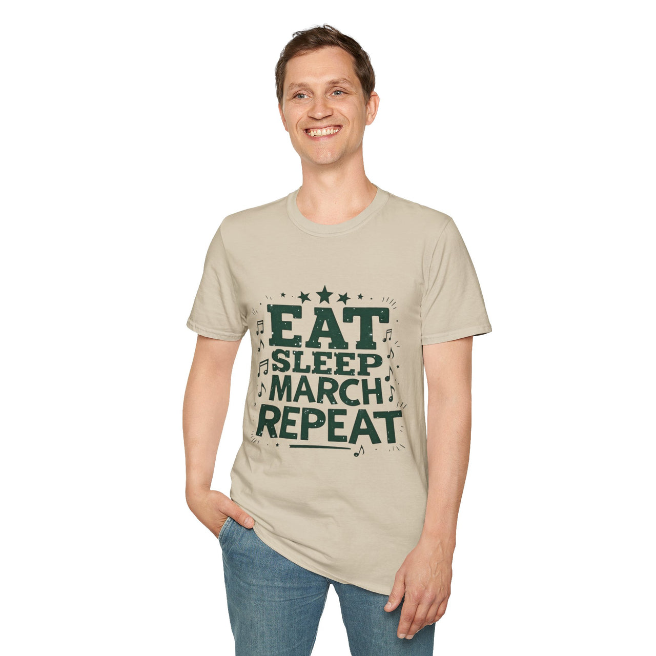Marching Band Unisex T-Shirt - Eat Sleep March Repeat Design