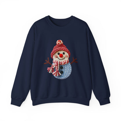 Snowman Knit Crewneck Sweatshirt — Cute Holiday Snowman Graphic