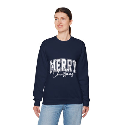 Merry Christmas Crewneck Sweatshirt – "Merry Christmas" Varsity Script Holiday Sweater