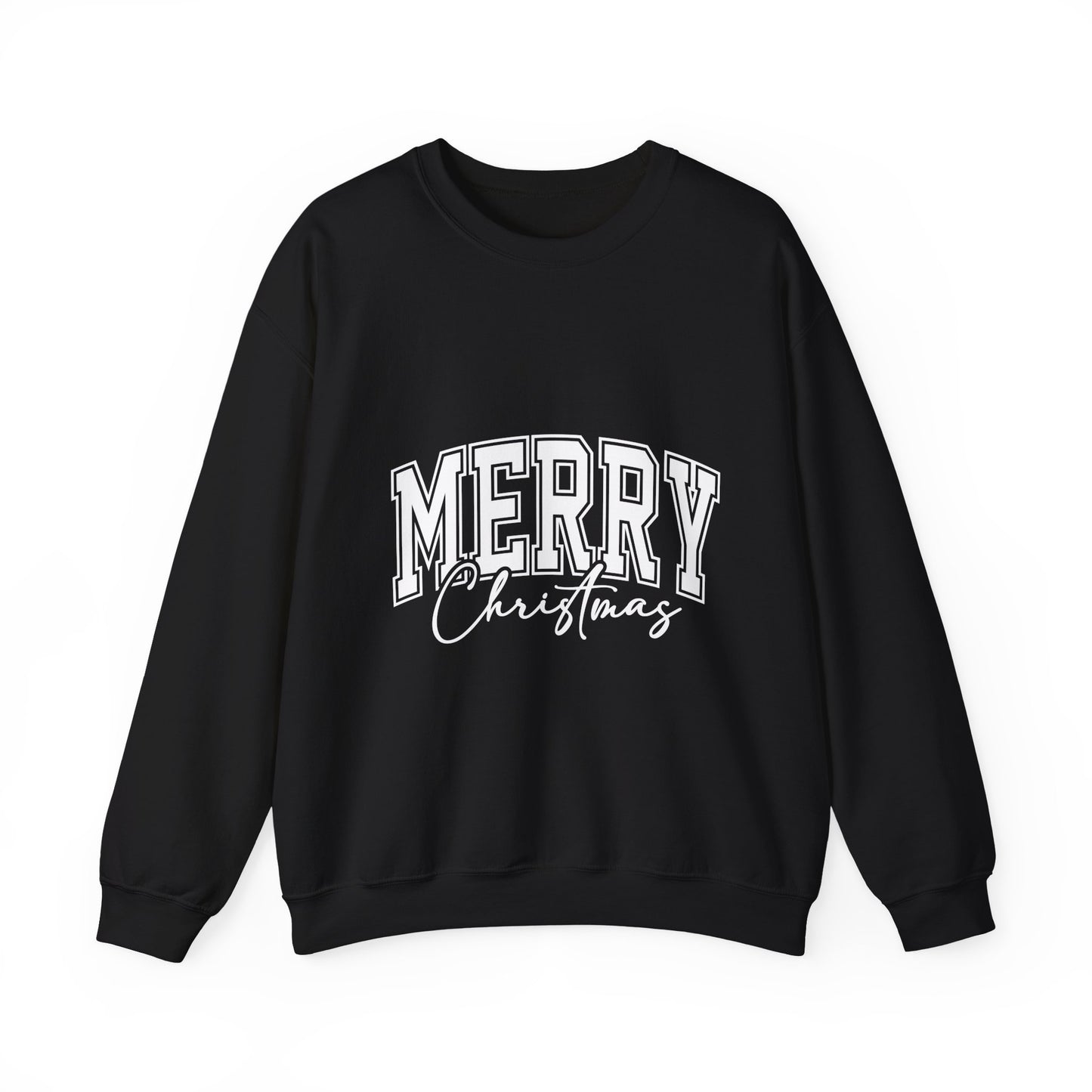 Merry Christmas Crewneck Sweatshirt – "Merry Christmas" Varsity Script Holiday Sweater