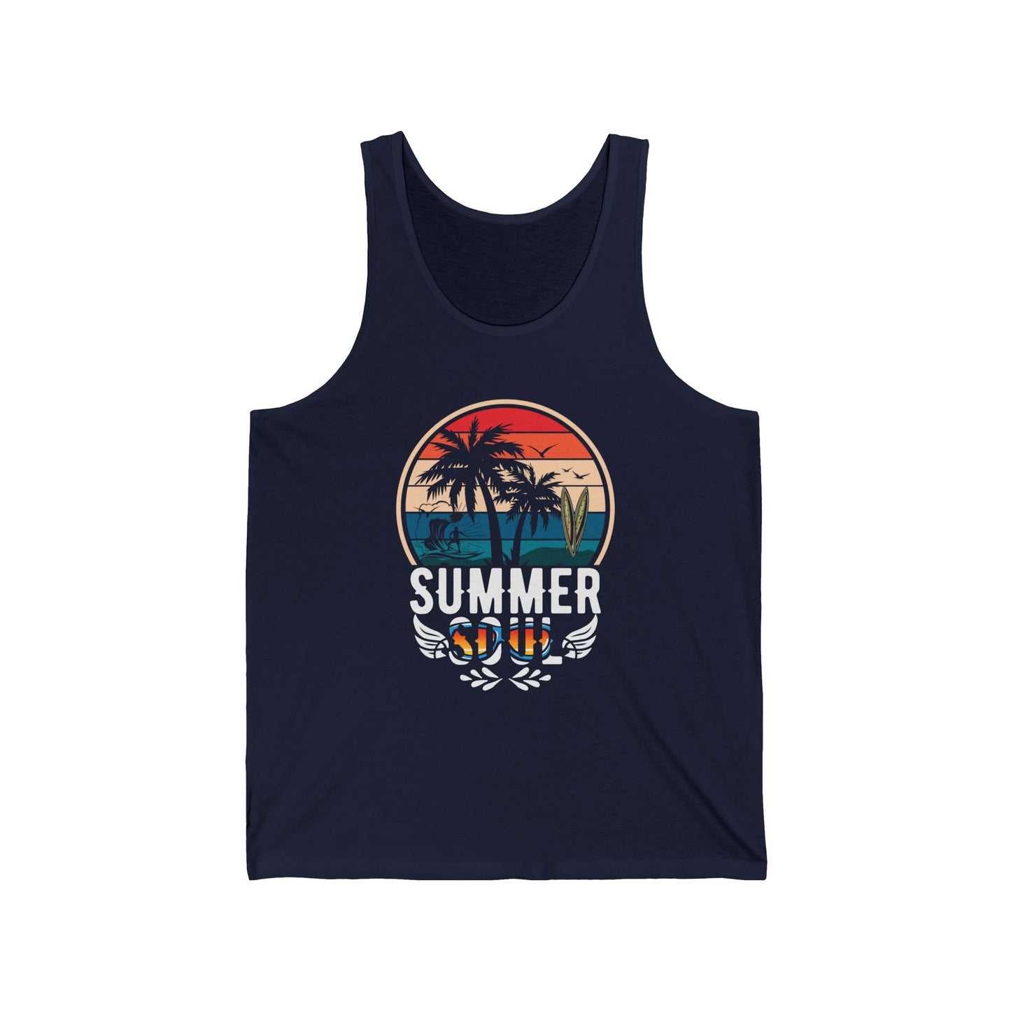 Summer Soul Unisex Jersey Tank Top, Beachwear, Vacation Outfit, Summer Apparel, Gift for Him/Her, Tropical Vibes