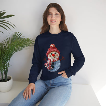 Snowman Knit Crewneck Sweatshirt — Cute Holiday Snowman Graphic