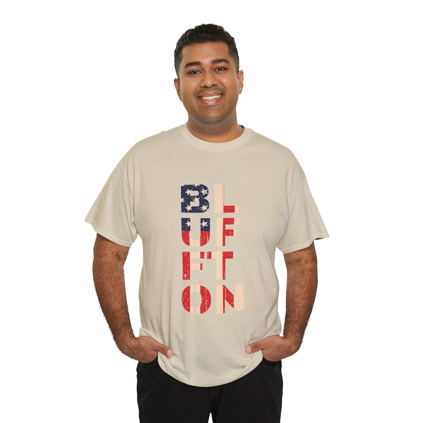 Bluffton South Carolina, Patriotic Unisex Heavy Cotton Tee, Casual Wear, Gift for Independence Day, Everyday Fashion, USA Pride Shirt