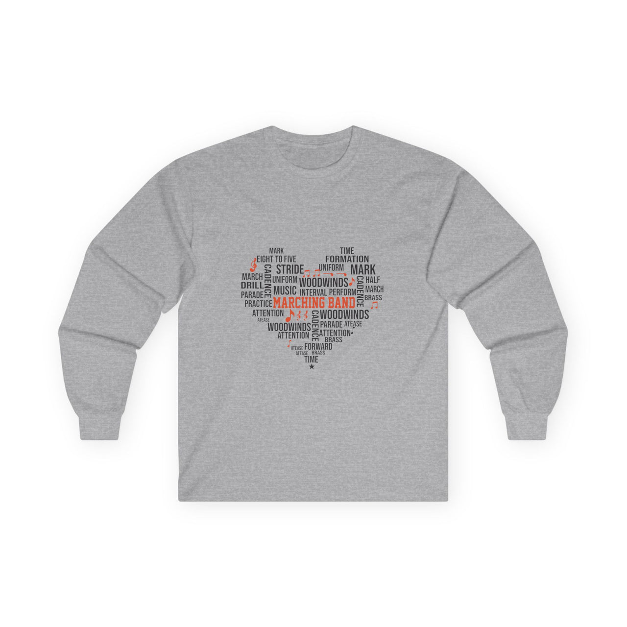 Long Sleeve Tee - Heart of a Marching Band Design - To Be Designs