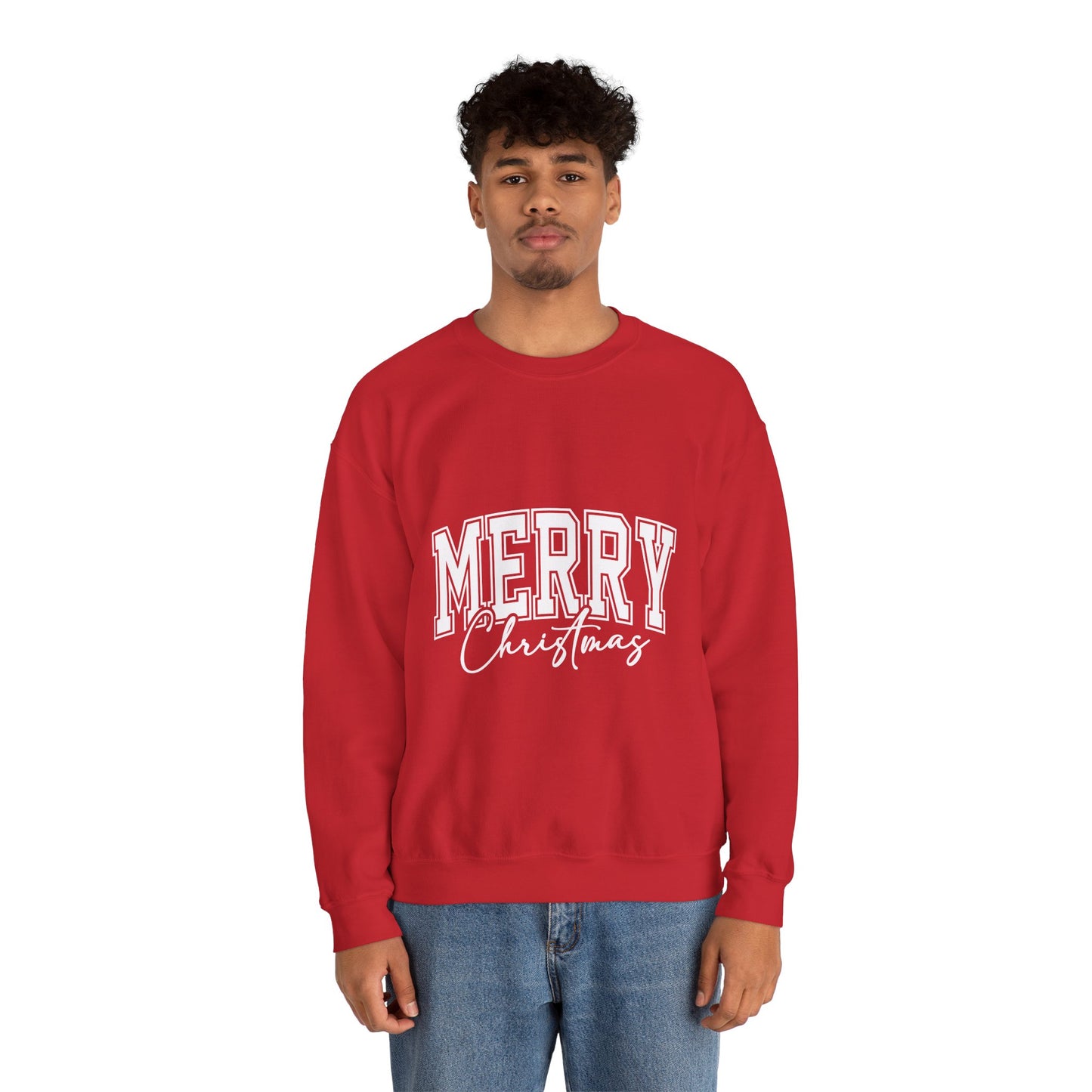 Merry Christmas Crewneck Sweatshirt – "Merry Christmas" Varsity Script Holiday Sweater