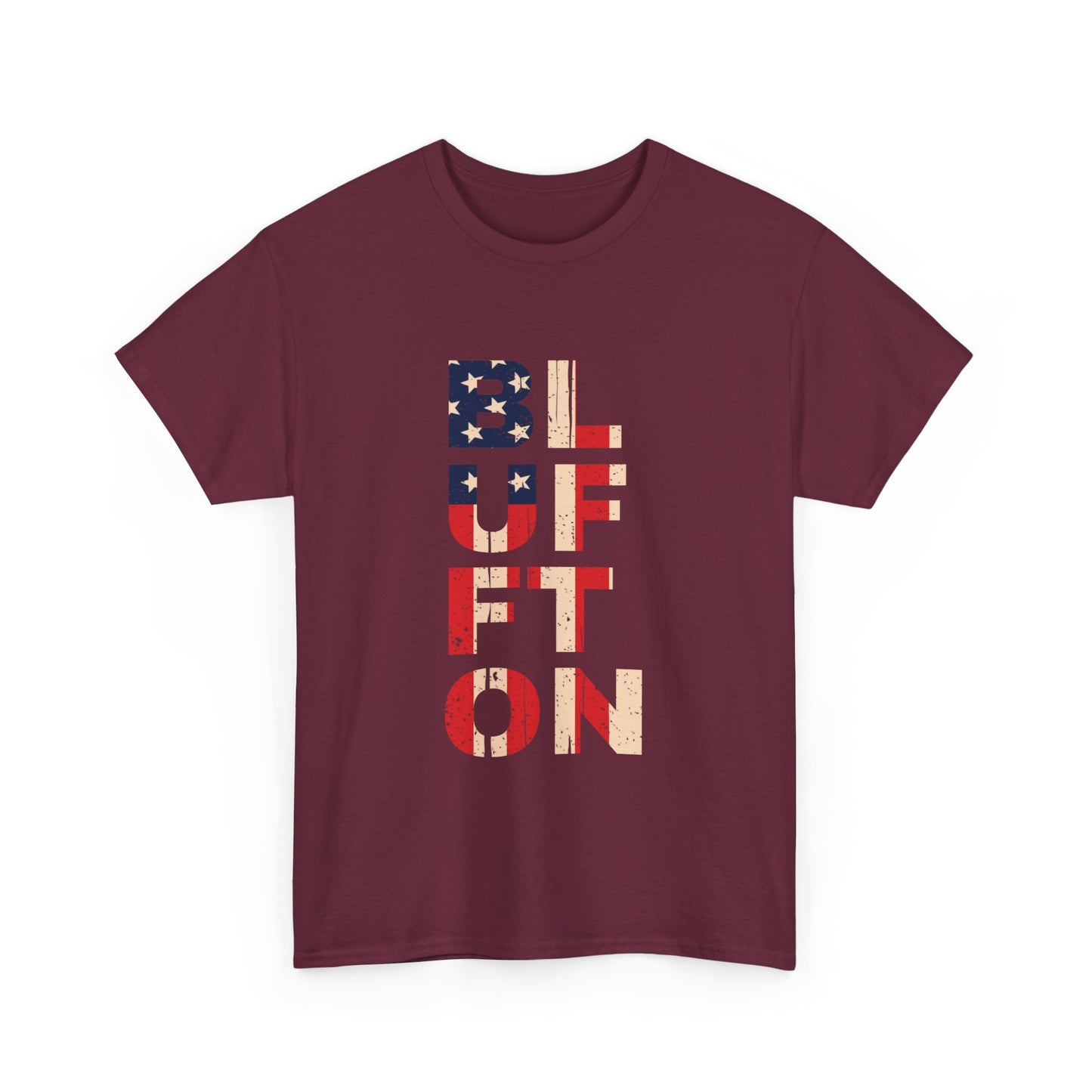 Bluffton South Carolina, Patriotic Unisex Heavy Cotton Tee, Casual Wear, Gift for Independence Day, Everyday Fashion, USA Pride Shirt