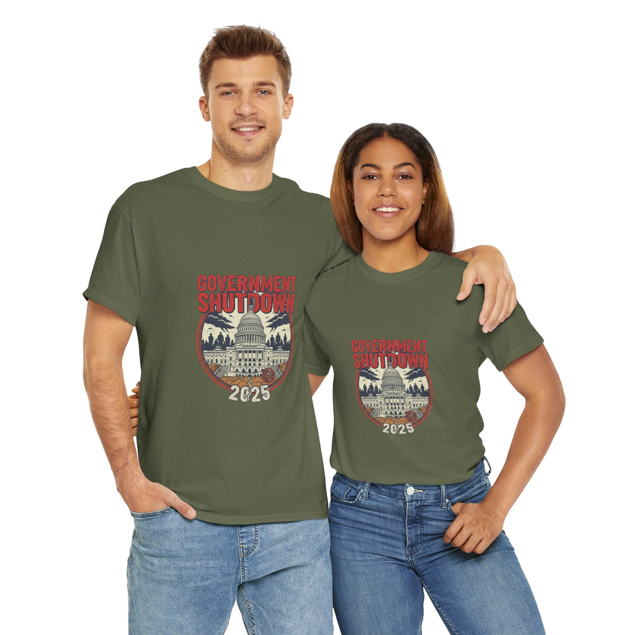 Government Shutdown Unisex Heavy Cotton Tee, Casual Wear, Political Statement, Gift for Activists, Unisex Graphic Tee