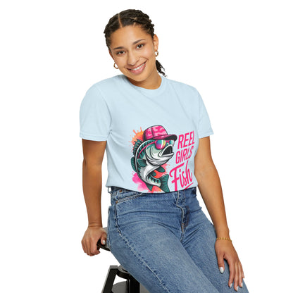 Reel Girls Fish Graphic T-Shirt, Fishing Gift for Women, Fisherwoman Tee, Summer Outfit, Fishing Lovers, Outdoor Adventure Apparel