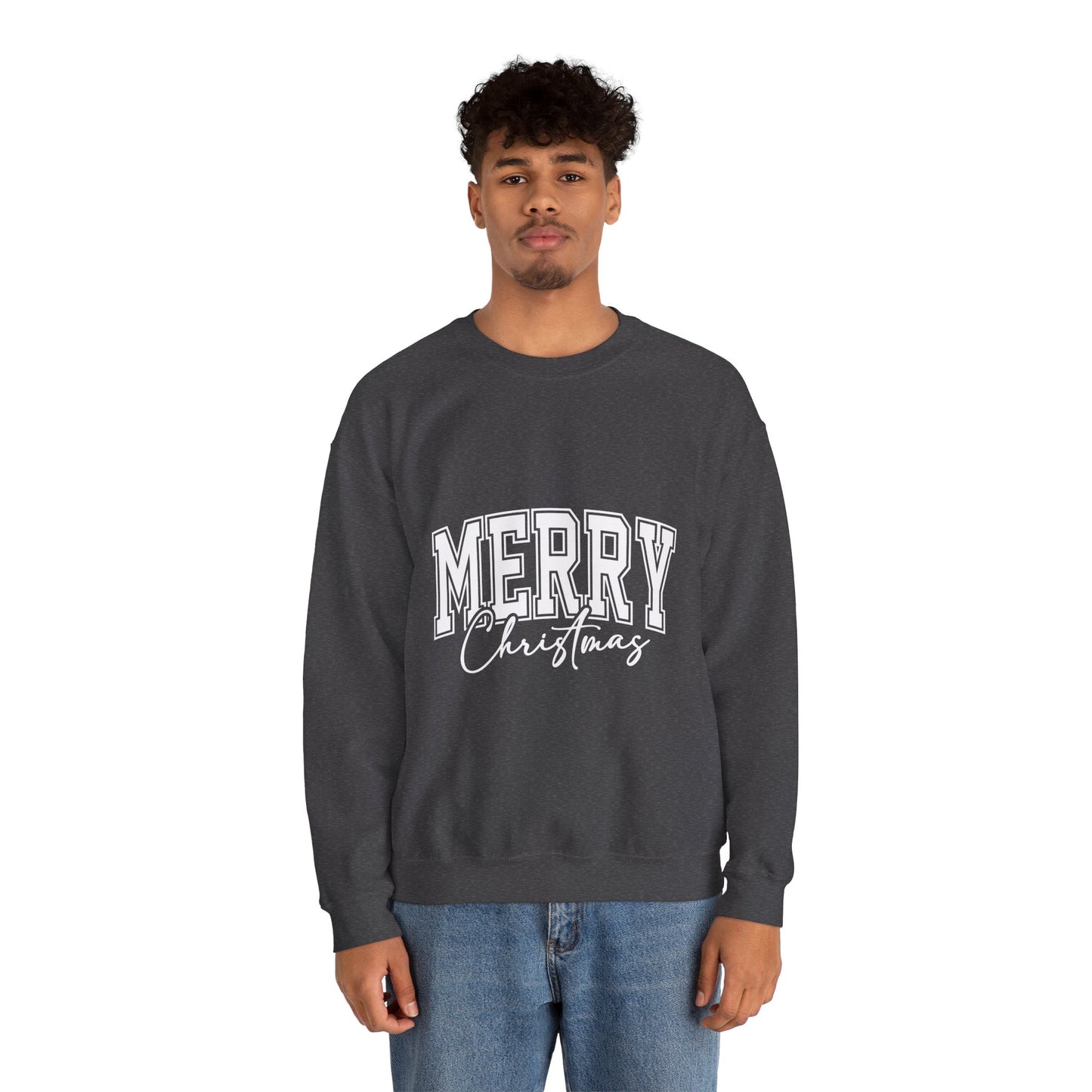 Merry Christmas Crewneck Sweatshirt – "Merry Christmas" Varsity Script Holiday Sweater