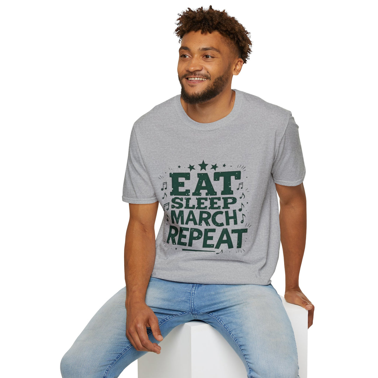 Marching Band Unisex T-Shirt - Eat Sleep March Repeat Design