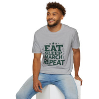 Marching Band Unisex T-Shirt - Eat Sleep March Repeat Design