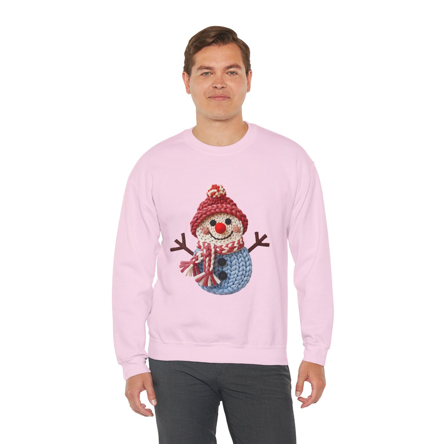 Snowman Knit Crewneck Sweatshirt — Cute Holiday Snowman Graphic