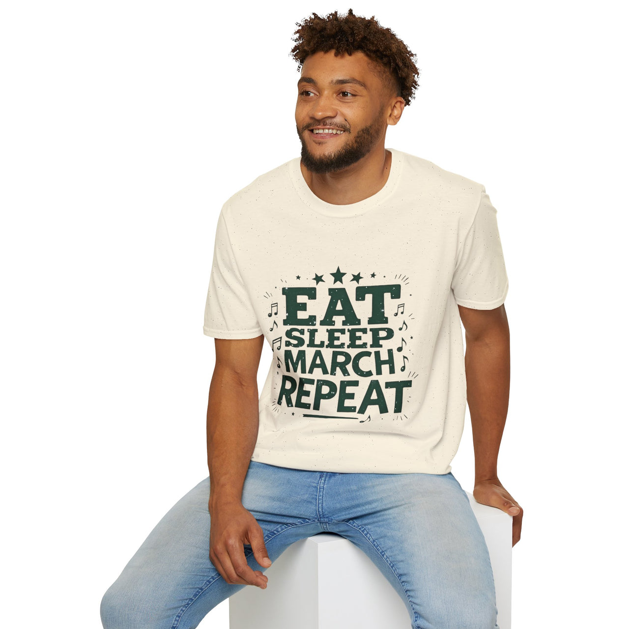 Marching Band Unisex T-Shirt - Eat Sleep March Repeat Design