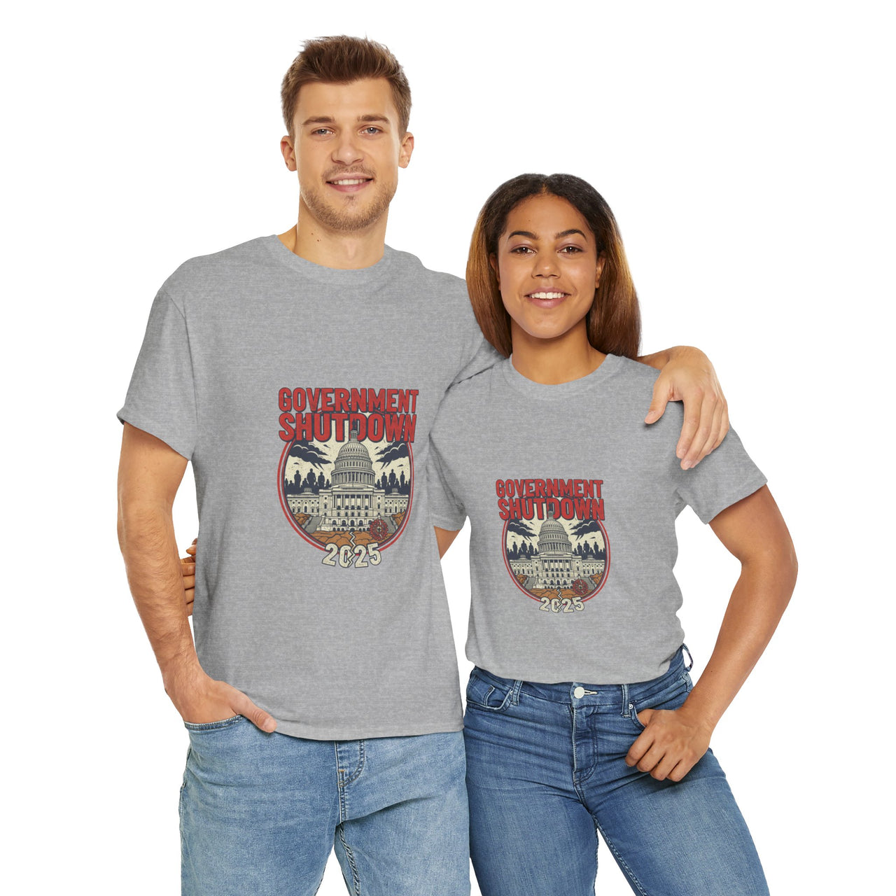 Government Shutdown Unisex Heavy Cotton Tee, Casual Wear, Political Statement, Gift for Activists, Unisex Graphic Tee