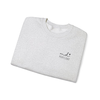 Maryland MD Cozy Unisex Crewneck Sweatshirt, Comfy Layering Piece, Perfect Gift for Friends, Relaxed Style for Every Season, Casual Sweat