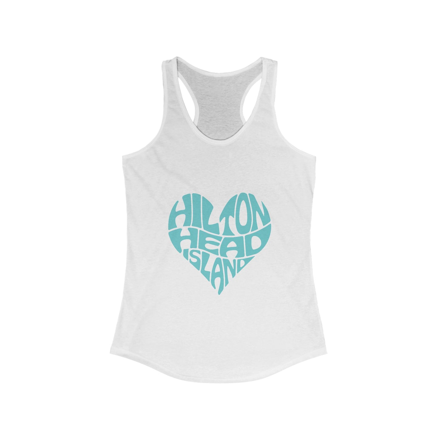 Women's Heart Print Tank Top, Hilton Head Island Sleeveless Tee, Summer Workout Shirt, Beach Vacation Apparel, Travel Gift