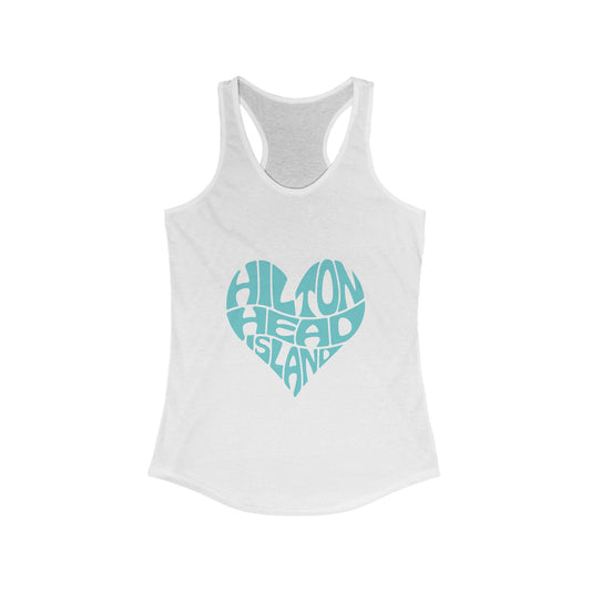 Women's Heart Print Tank Top, Hilton Head Island Sleeveless Tee, Summer Workout Shirt, Beach Vacation Apparel, Travel Gift