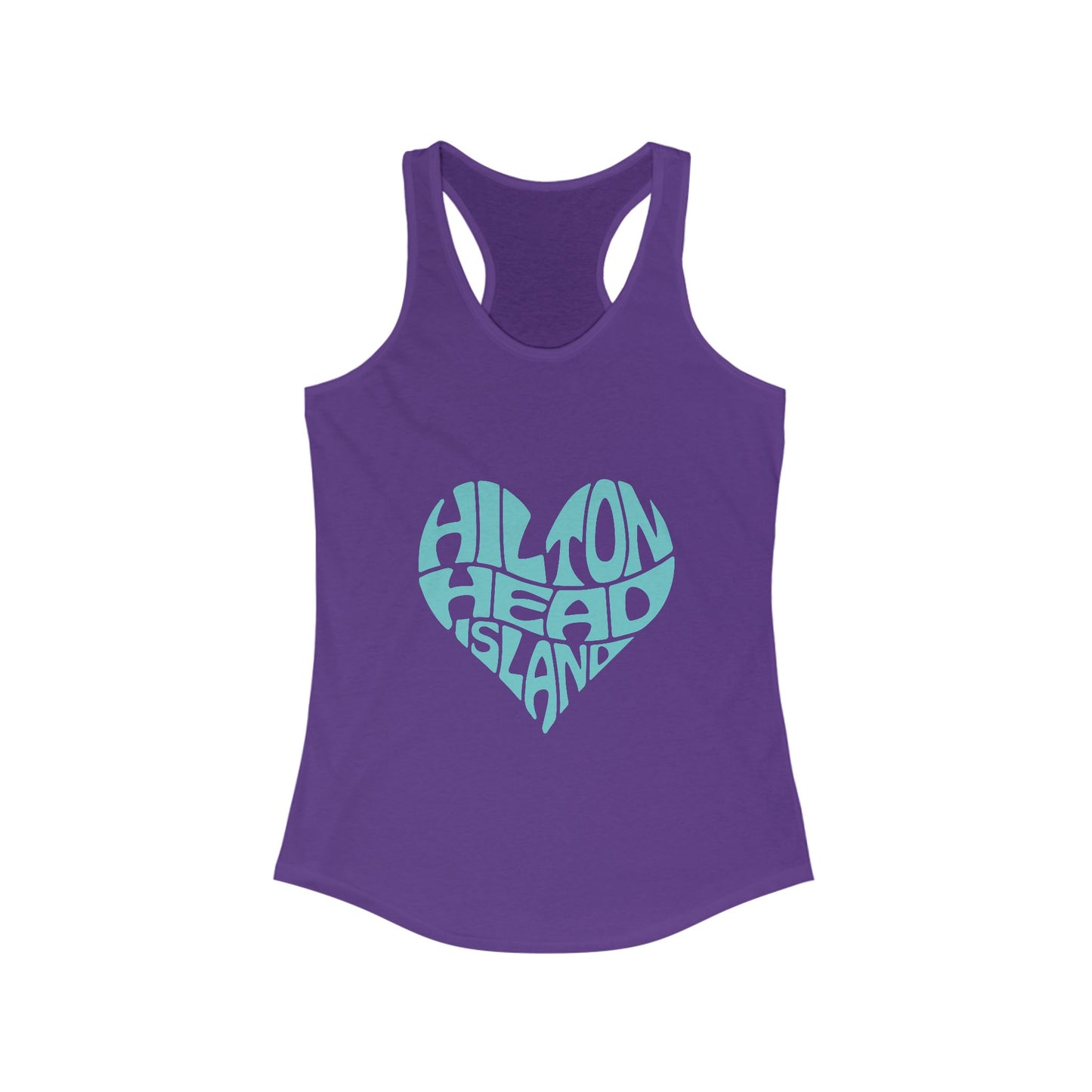 Women's Heart Print Tank Top, Hilton Head Island Sleeveless Tee, Summer Workout Shirt, Beach Vacation Apparel, Travel Gift