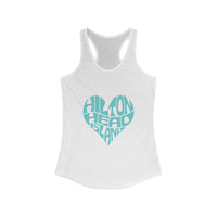 Women's Heart Print Tank Top, Hilton Head Island Sleeveless Tee, Summer Workout Shirt, Beach Vacation Apparel, Travel Gift