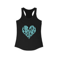 Women's Heart Print Tank Top, Hilton Head Island Sleeveless Tee, Summer Workout Shirt, Beach Vacation Apparel, Travel Gift