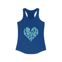 Women's Heart Print Tank Top, Hilton Head Island Sleeveless Tee, Summer Workout Shirt, Beach Vacation Apparel, Travel Gift