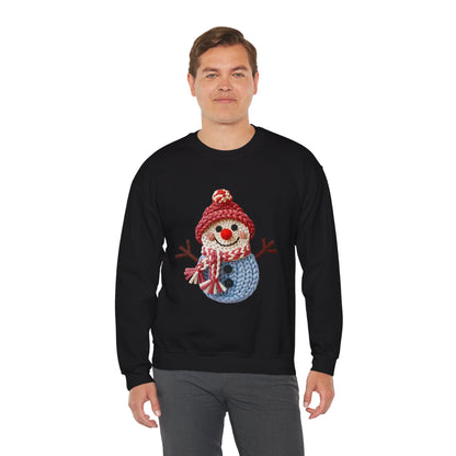 Snowman Knit Crewneck Sweatshirt — Cute Holiday Snowman Graphic
