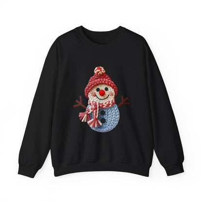 Snowman Knit Crewneck Sweatshirt — Cute Holiday Snowman Graphic