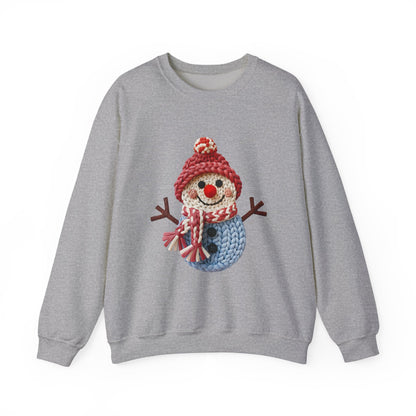 Snowman Knit Crewneck Sweatshirt — Cute Holiday Snowman Graphic