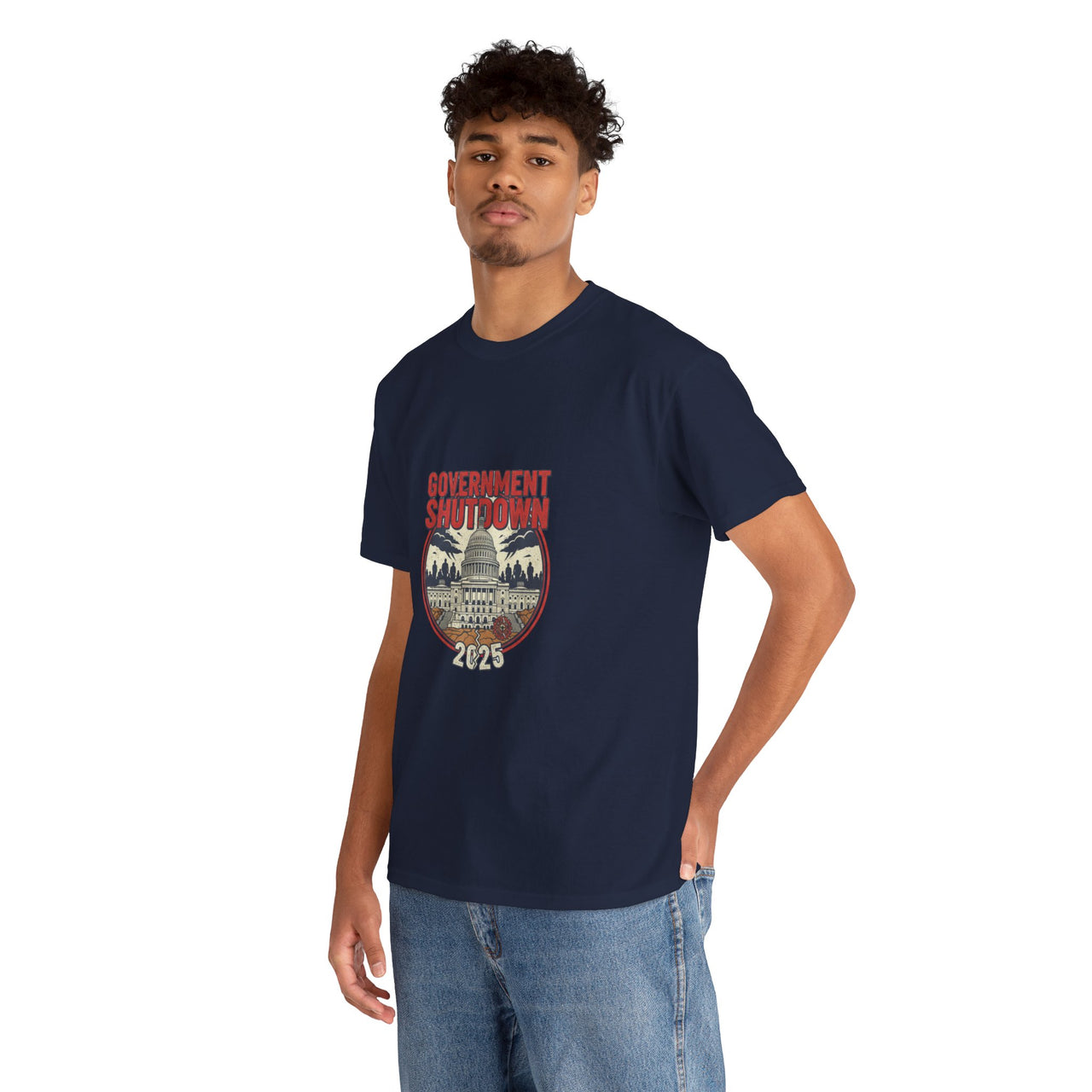 Government Shutdown Unisex Heavy Cotton Tee, Casual Wear, Political Statement, Gift for Activists, Unisex Graphic Tee