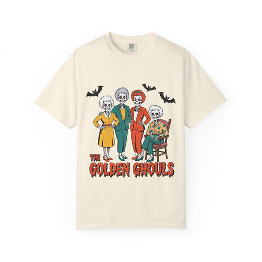 Golden Ghouls Unisex T-Shirt, Halloween Tee, Vintage Style Shirt, Gift for Fans, Retro Graphic Tee, Spooky Apparel