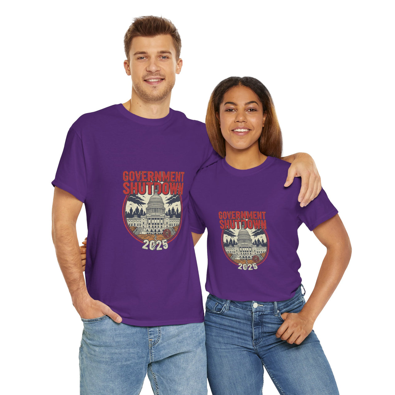 Government Shutdown Unisex Heavy Cotton Tee, Casual Wear, Political Statement, Gift for Activists, Unisex Graphic Tee