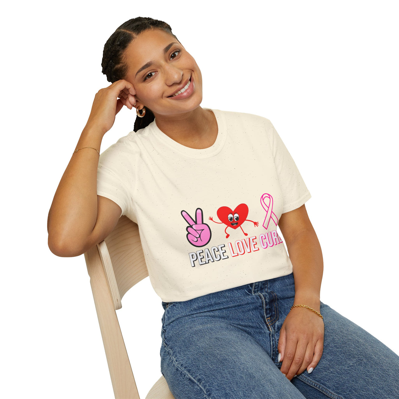 Peace Love Cure T-Shirt — Breast Cancer Awareness Tee