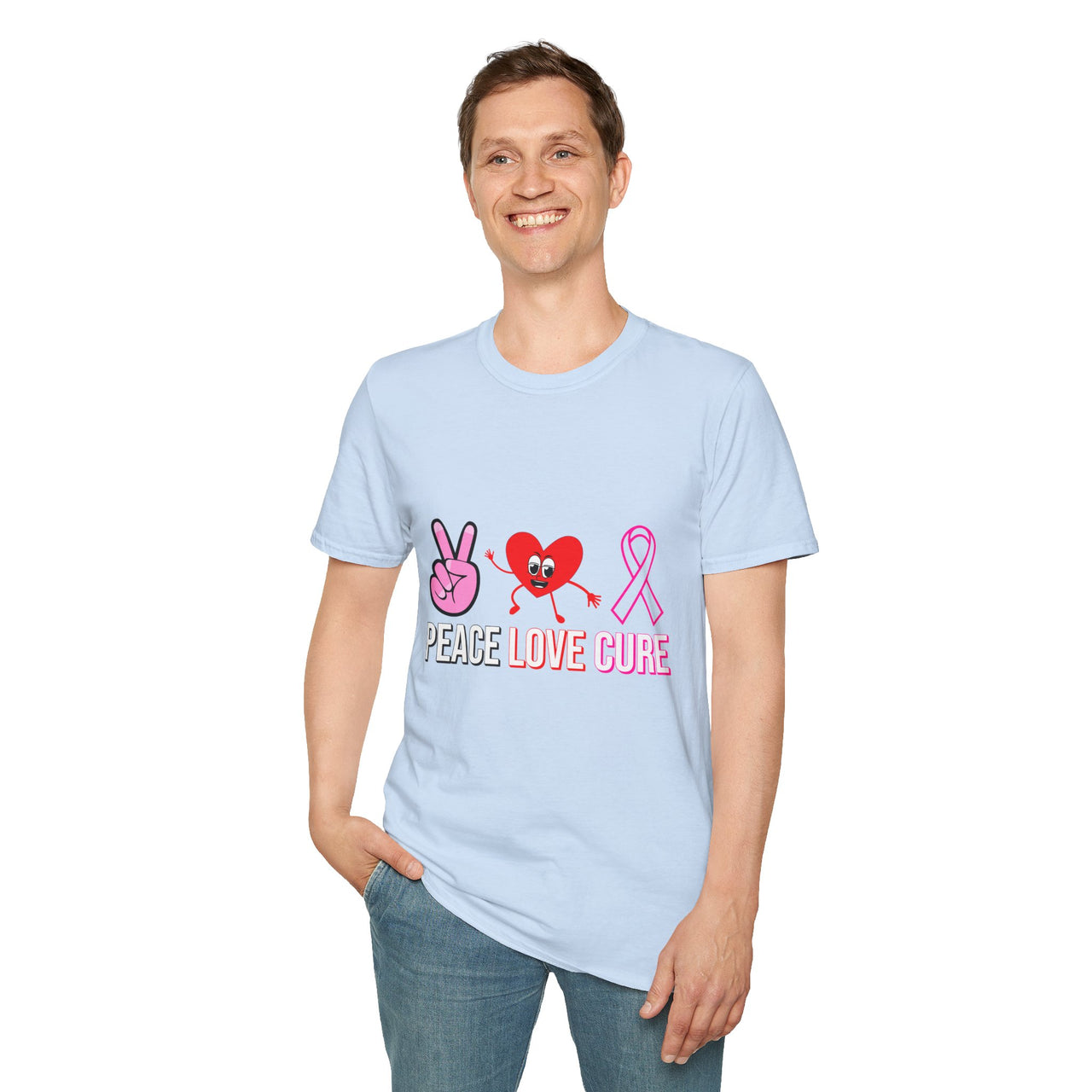 Peace Love Cure T-Shirt — Breast Cancer Awareness Tee