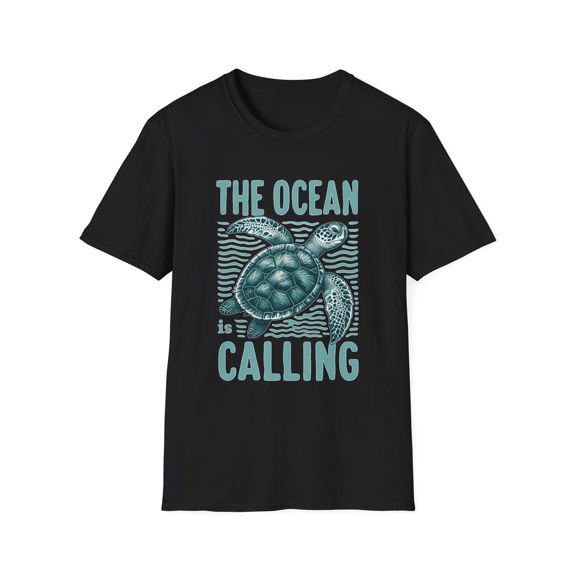 Ocean Calling Unisex Softstyle T-Shirt, Sea Turtle Tee, Beach Lover Shirt, Gift for Ocean Enthusiasts, Summer Clothing - To Be Designs