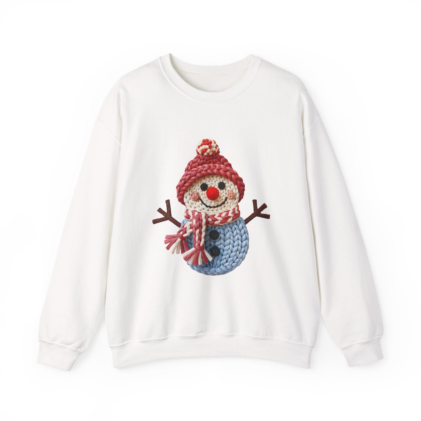 Snowman Knit Crewneck Sweatshirt — Cute Holiday Snowman Graphic