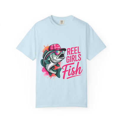 Reel Girls Fish Graphic T-Shirt, Fishing Gift for Women, Fisherwoman Tee, Summer Outfit, Fishing Lovers, Outdoor Adventure Apparel
