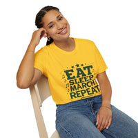 Marching Band Unisex T-Shirt - Eat Sleep March Repeat Design