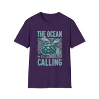 Ocean Calling Unisex Softstyle T-Shirt, Sea Turtle Tee, Beach Lover Shirt, Gift for Ocean Enthusiasts, Summer Clothing - To Be Designs