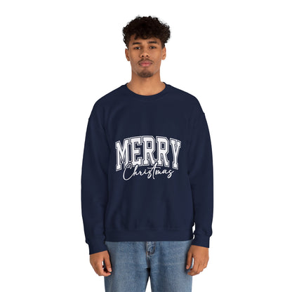 Merry Christmas Crewneck Sweatshirt – "Merry Christmas" Varsity Script Holiday Sweater