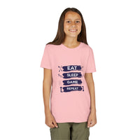 Eat, Sleep, Game, Repeat Youth Gamer Tee | Eat Sleep Game Repeat | Perfect for Birthdays, Gaming Events, Casual Wear, Holidays, and Everyday Fun
