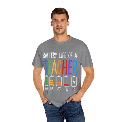 Battery Life of a Teacher T-Shirt - Battery Life of a Teacher - Gift for Educators, Teacher Appreciation, Back to School, Fun Classroom Shirt
