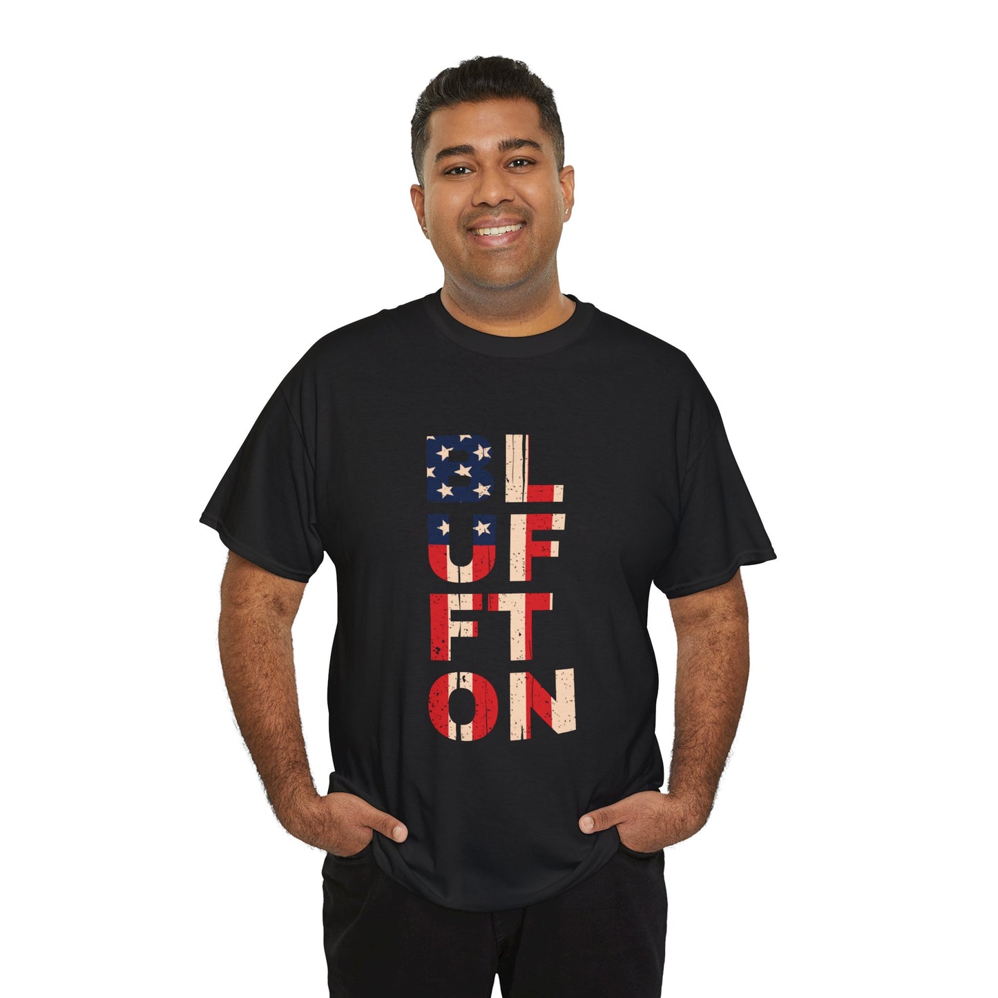 Bluffton South Carolina, Patriotic Unisex Heavy Cotton Tee, Casual Wear, Gift for Independence Day, Everyday Fashion, USA Pride Shirt