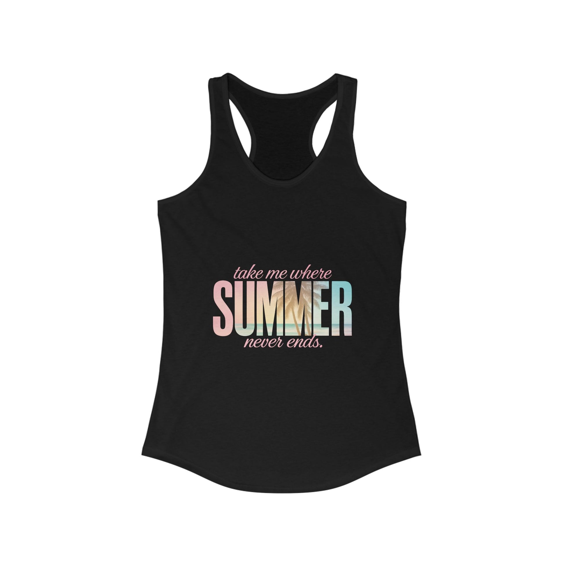 Summer Vibes Racerback Tank, Women's Workout Shirt, Vacation Top, Festival Sleeveless Tee, Beachwear Tank - To Be Designs